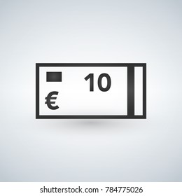 Ten euro banknote icon on a white background.