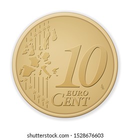 Ten euro cent on a white background. Vector illustration.