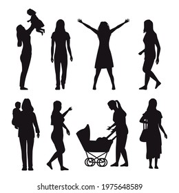 ten family members set silhouettes