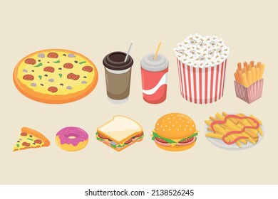 ten fast food set icons