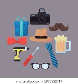 ten fathers day set icons