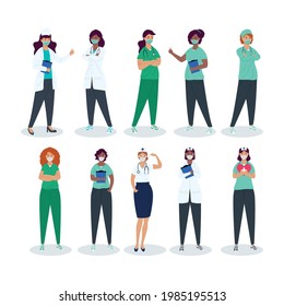 ten female medical professionals staff