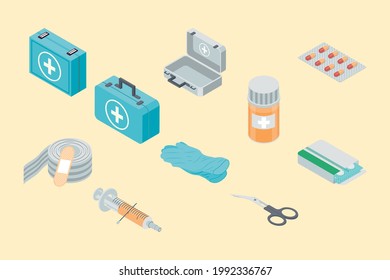 ten first aid set icons