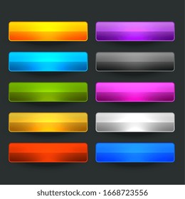 ten glossy shiny wide empty buttons design