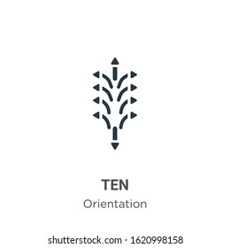 Ten glyph icon vector on white background. Flat vector ten icon symbol sign from modern orientation collection for mobile concept and web apps design.
