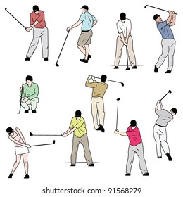 Ten Golfers in Color