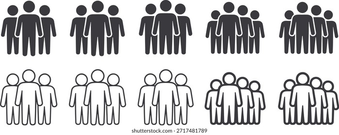 Diez grupos de personas en blanco y negro personas en blanco y negro