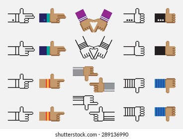 Ten hand sign vector pixel design