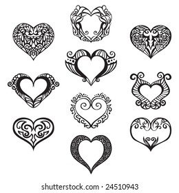 Ten heart ornaments to use in your designs.