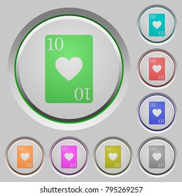 Ten of hearts card color icons on sunk push buttons