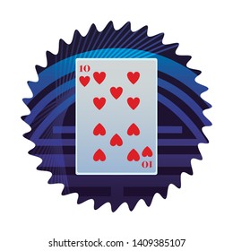 ten of hearts card icon cartoon pop art round icon vector illustration graphic design