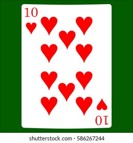 Ten hearts. Card suit icon vector, playing cards symbols vector, set icon symbol suit, card suit icon sign, icon - stock vector