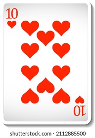 Ten of Hearts Playing Card Isolated illustration