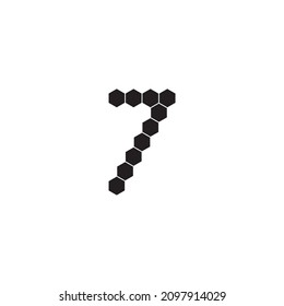 ten hexagons number 7 simple symbol logo vector