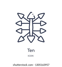 ten icon from orientation outline collection. Thin line ten icon isolated on white background.