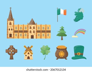 ten ireland culture set icons