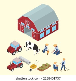 ten isometric farming set icons