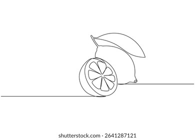Ten lemons continuous line drawing white background