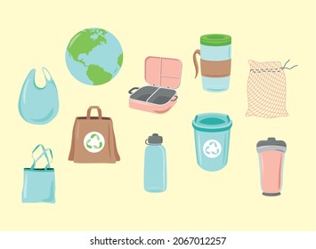 ten less plastic set icons
