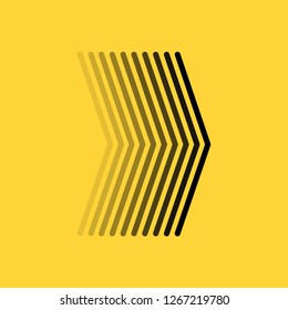 Ten Linear wide arrows right. Thin line icon for website design and app development. Arrow shows direction. Editable stroke. Vector illustration isolated on yellow background
