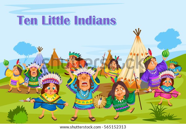 10人の小さなインディアン 子供の童謡本のイラスト ベクター画像 のベクター画像素材 ロイヤリティフリー