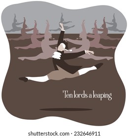 Ten lords a leaping Twelve days of Christmas EPS 10 vector illustration