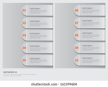 Ten metal labels, vector illustration that can be used for info-graphic elements, business option, website labels and other illustrations