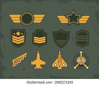 Ten Military Emblems Medals Stock Vector (Royalty Free) 2042171243 ...