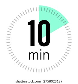 Ten minute timer. Clock segment Vector. Ten 10 minutes. Precise ten measurement. Manual vector only. No autotrace used. EPS 10.