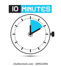 Ten Minutes Stop Watch - Clock Vector Illustration