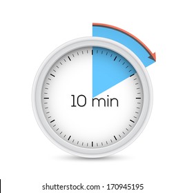 Ten minutes stopwatch timer. Vector illustration.