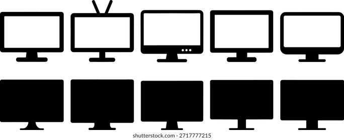 Diez monitores y TV con una pantalla En pantallas negro