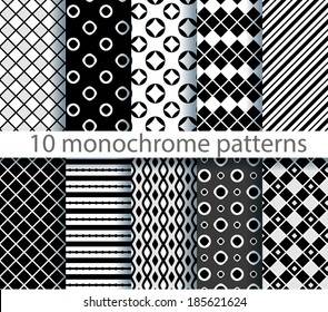 zehn monochrome Muster. EPS10.