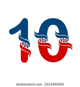 ilustración de la plantilla de logotipo dna de diez números