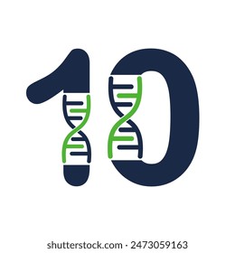 Ten number dna logo template illustration