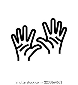 ten number hand gesture line icon vector. ten number hand gesture sign. isolated contour symbol black illustration