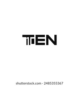 Ten number, negative space, text logo design.