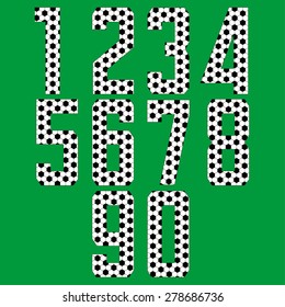 ten numbers with the background of a soccer ball
