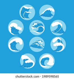 diez iconos de olas de océano