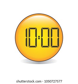 Ten o'Clock, Digital Clock Emoji Vector