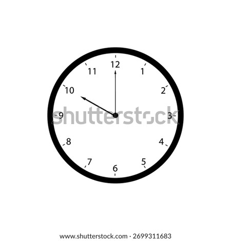 Ten o'clock hour marker. Clean line illustration of a clock set to ten o'clock. Ideal for infographics and time analysis charts.