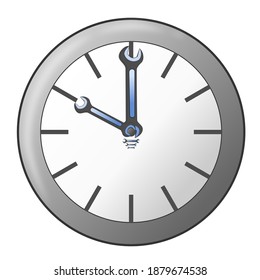ten o'clock on a wall clock that has hands made of side keys