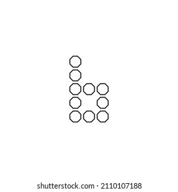 ten octagon letter b, simple symbol line vector logo