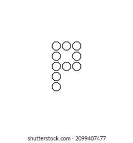 letra P de diez octagones, logotipo del vector de línea de símbolo simple