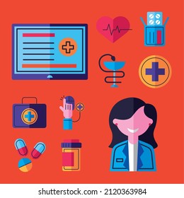 ten online medical set icons