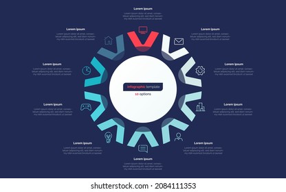 Ten option circle infographic design template. Vector illustration.