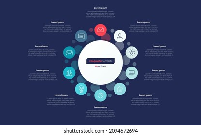 Ten option circle infographic design template. Vector illustration.