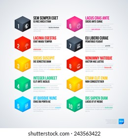 Ten options with isometric cubes. EPS10