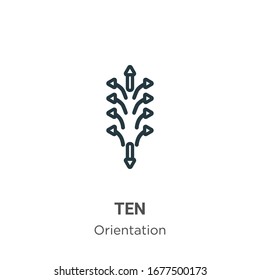 Ten outline vector icon. Thin line black ten icon, flat vector simple element illustration from editable orientation concept isolated stroke on white background