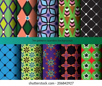 ten patterns seamless backgrounds